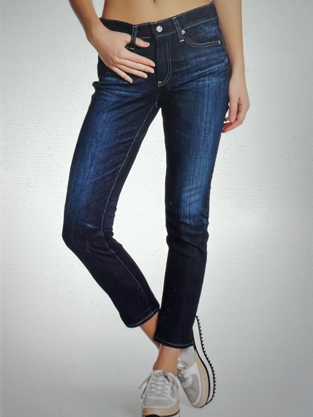 Ag Adriano Goldschmied Dark Indigo Cropped Slim Jeans